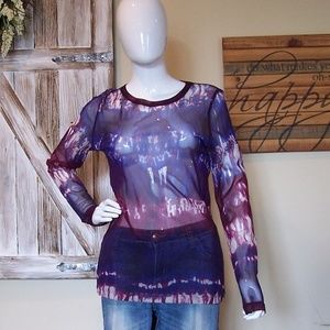XL Sheer Tie Dye Patterned Top